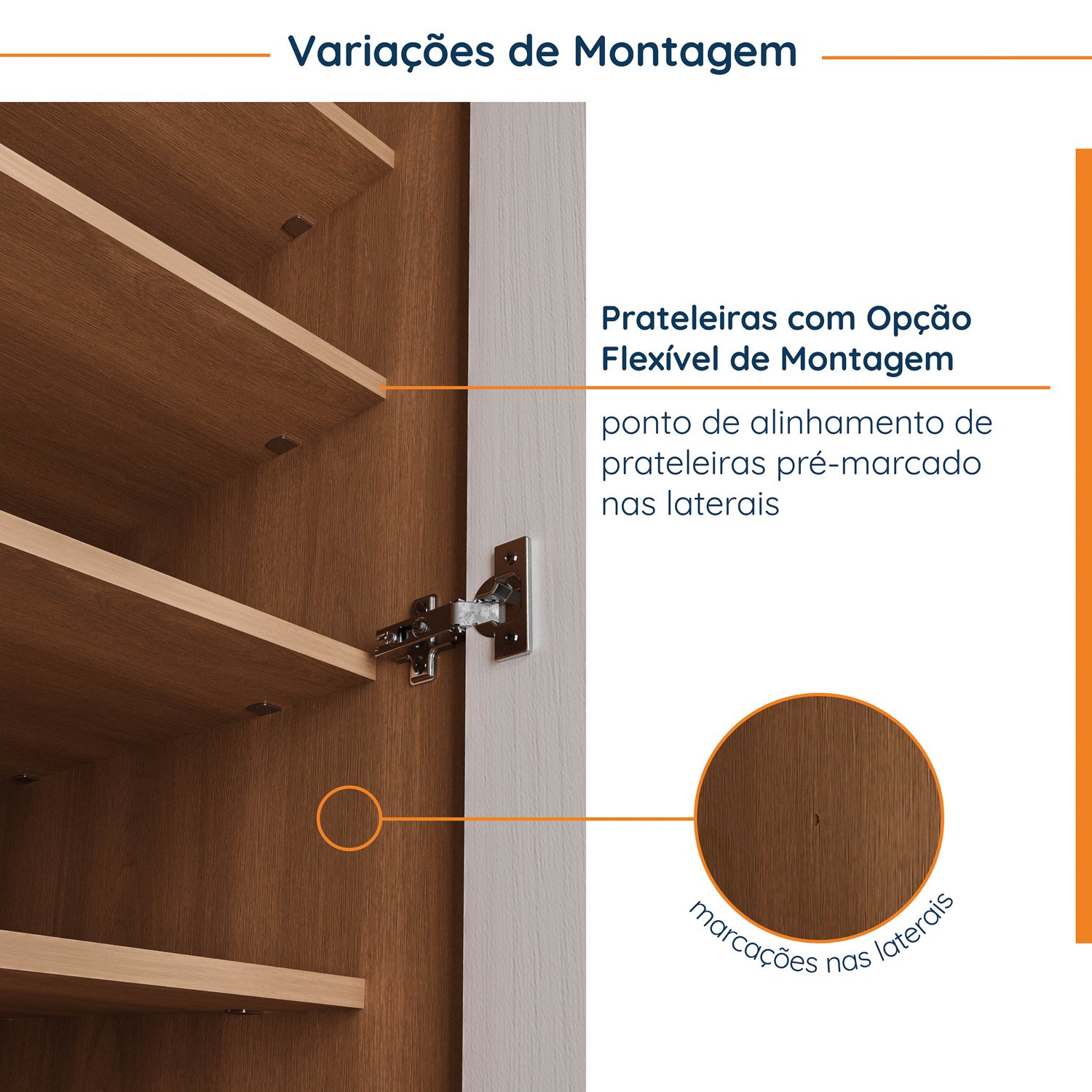 Guarda Roupa Modulado 1 Porta com Espelho 6 Prateleiras Hera CabeCasa MadeiraMadeira - 7