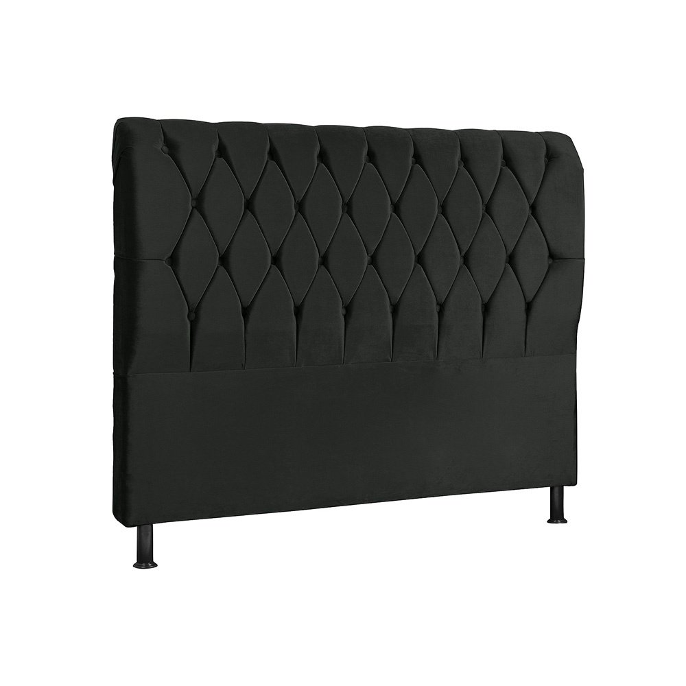 Cabeceira Estofada para Cama Casal Queem 160cm Grecia Veludo: Veludo Preto - 2