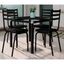 Ver imagem 1 de Conjunto De Mesa Com 4 Cadeiras Malva Tampo De Vidro 75cm Preto Artefamol 9993 - ASSENTO PRETO