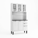 Ver imagem 2 de Armário de Cozinha em Aço com Vidro e Bancada 6 Portas 2 Gavetas 195 x 105cm Pratika Itatiaia Branco