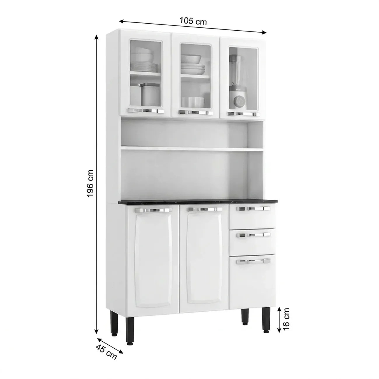 Ver imagem 3 de Cozinha Compacta em Aço com Nicho 6 Portas e 2 Gavetas 196cm Pratika Itatiaia Branco