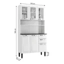 Ver imagem 3 de Armário de Cozinha em Aço com Vidro e Bancada 6 Portas 2 Gavetas 195 x 105cm Pratika Itatiaia Branco