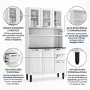Ver imagem 5 de Armário de Cozinha em Aço com Vidro e Bancada 6 Portas 2 Gavetas 195 x 105cm Pratika Itatiaia Branco