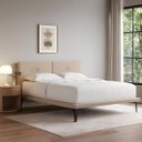 Ver imagem 1 de Base Box Cama Japonesa Toquio Queen com Cabeceira Almofada Linho Bege - Cor: Bege