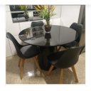 Ver imagem 1 de Mesa de Jantar Cone 90 Cm Tampo Redondo com Vidro Laqueado Preto
