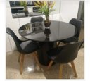 Ver imagem 1 de Mesa de Jantar Cone 90 Cm Tampo Redondo com Vidro Laqueado Preto
