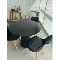 Mesa de Jantar Cone 90 Cm Tampo Redondo com Vidro Laqueado Preto - 3