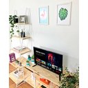 Ver imagem 3 de Kit Rack de TV 1,20m e Estante Escada Slim 5 Prateleiras Ferro e Madeira Natural e Branco