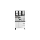 Ver imagem 4 de Cozinha Compacta em Aço 6 Portas (Sendo 3 de Vidro) 2 Gavetas 105cm Pratika Itatiaia Branco/Preto