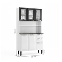 Ver imagem 3 de Armário de Cozinha em Aço com Vidro e Bancada 6 Portas 2 Gavetas 195cm Pratika Itatiaia Branco/Preto