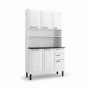 Ver imagem 2 de Armário de Cozinha em Aço com Bancada e Nicho 6 Portas 2 Gavetas 195 x 105cm Pratika Itatiaia Branco