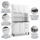 Ver imagem 5 de Armário de Cozinha em Aço com Bancada e Nicho 6 Portas 2 Gavetas 195 x 105cm Pratika Itatiaia Branco