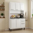Ver imagem 1 de Armário de Cozinha em Aço com Bancada e Nicho 6 Portas 2 Gavetas 195 x 105cm Pratika Itatiaia Branco