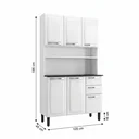 Ver imagem 3 de Armário de Cozinha em Aço com Bancada e Nicho 6 Portas 2 Gavetas 195 x 105cm Pratika Itatiaia Branco