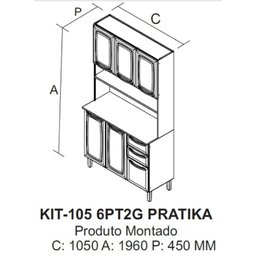 Cozinha Compacta em Aço 105cm 6 Portas 2 Gavetas Pratika Itatiaia - 3