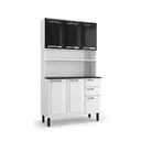 Ver imagem 2 de Armário de Cozinha em Aço com Bancada e Nicho 6 Portas 2 Gavetas 195cm Pratika Itatiaia Branco/Preto