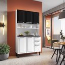 Ver imagem 1 de Cozinha Compacta em Aço 105cm 6 Portas 2 Gavetas Pratika Itatiaia Branco/Preto