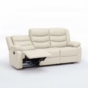 Ver imagem 4 de Sofá Reclinável Sala de Cinema 3 Lugares Hollywood Manual Massagem Aquecimento Porta Copos Pu Bege G