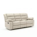 Ver imagem 1 de Sofá Reclinável Sala de Cinema 3 Lugares Hollywood Manual Massagem Aquecimento Porta Copos Pu Bege G