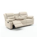 Ver imagem 4 de Sofá Reclinável Sala de Cinema 3 Lugares Hollywood Manual Massagem Aquecimento Porta Copos Pu Bege G