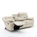 Ver imagem 5 de Sofá Reclinável Sala de Cinema 3 Lugares Hollywood Manual Massagem Aquecimento Porta Copos Pu Bege G