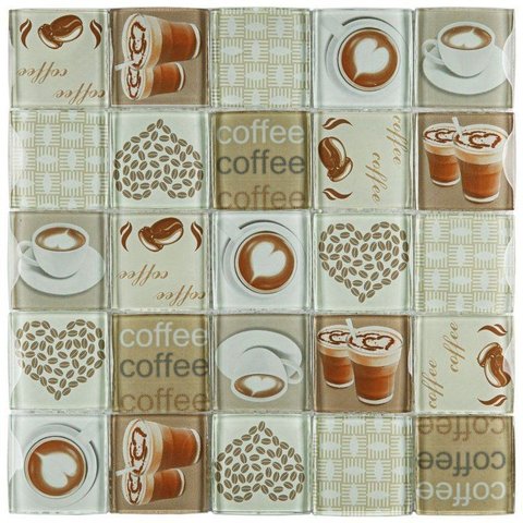 Pastilha de Vidro Patchwork de 30cm x 30cm Glass Mosaic Marrom