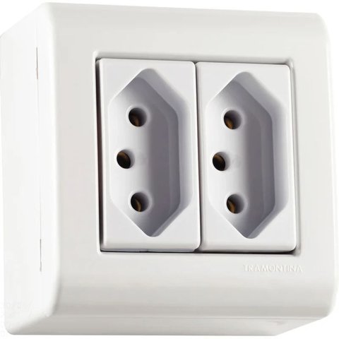 Canaleta Pvc Duas Tomadas 10a Branca Lizflex Tramontina