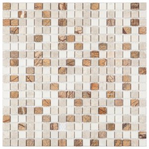 Kit Pastilha de Marmore Slim com 11 Placas de 30cm x 30cm Rende 1m² Glass Mosaic 