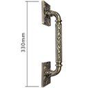 Ver imagem 6 de Puxador Duplo Atlas 330mm Bronze Antigo Porta Pivotante Correr Passagem Madeira Vidro Rústico