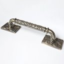 Ver imagem 2 de Puxador Duplo Atlas 330mm Bronze Antigo Porta Pivotante Correr Passagem Madeira Vidro Rústico