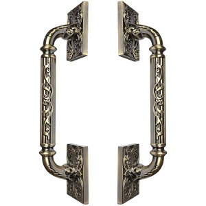Puxador Duplo Atlas 330mm Bronze Antigo Porta Pivotante Correr Passagem Madeira Vidro  Rústico