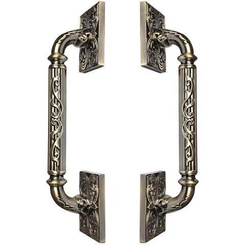 Puxador Duplo Atlas 330mm Bronze Antigo Porta Pivotante Correr Passagem Madeira Vidro  Rústico