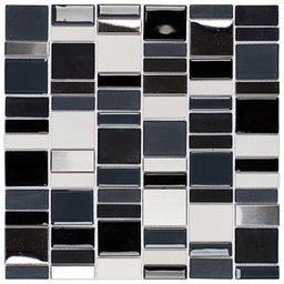 Kit Pastilha de Marmore e Inox com 11 Placas de 30cm X 30cm Rende 1m² Glass Mosaic - 1