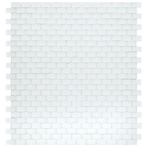 Pastilha de Vidro Strip com 12 Placas de 28cm x 28cm Rende Glass Mosaic Branco/Matte
