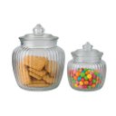 Ver imagem 2 de Kit 2 Potes Baleiro Vidro Transparente Canelado Tampa Hermética 1400ml e 600ml - Tuut