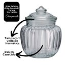 Ver imagem 4 de Kit 2 Potes Baleiro Vidro Transparente Canelado Tampa Hermética 1400ml e 600ml - Tuut