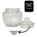 Ver imagem 7 de Kit 2 Potes Baleiro Vidro Transparente Canelado Tampa Hermética 1400ml e 600ml - Tuut