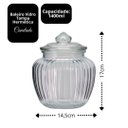 Ver imagem 3 de Kit 2 Potes Baleiro Vidro Transparente Canelado Tampa Hermética 1400ml e 600ml - Tuut