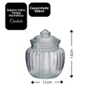 Ver mais imagens de Kit 2 Potes Baleiro Vidro Transparente Canelado Tampa Hermética 1400ml e 600ml - Tuut