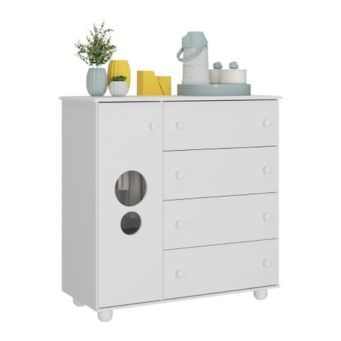 Cômoda Infantil 1 Porta e 4 Gavetas Picolé Multimóveis Bb2895 Branco