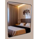 Ver imagem 1 de Espelho com Moldura em Metal Retangular com Cantos Arredondados Mobília Express Grande Rosé