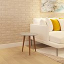 Ver imagem 2 de Tripé Mesa Lateral Tampo MDF e Pés Madeira Eucalipto Maciço - Amêndoa Branco