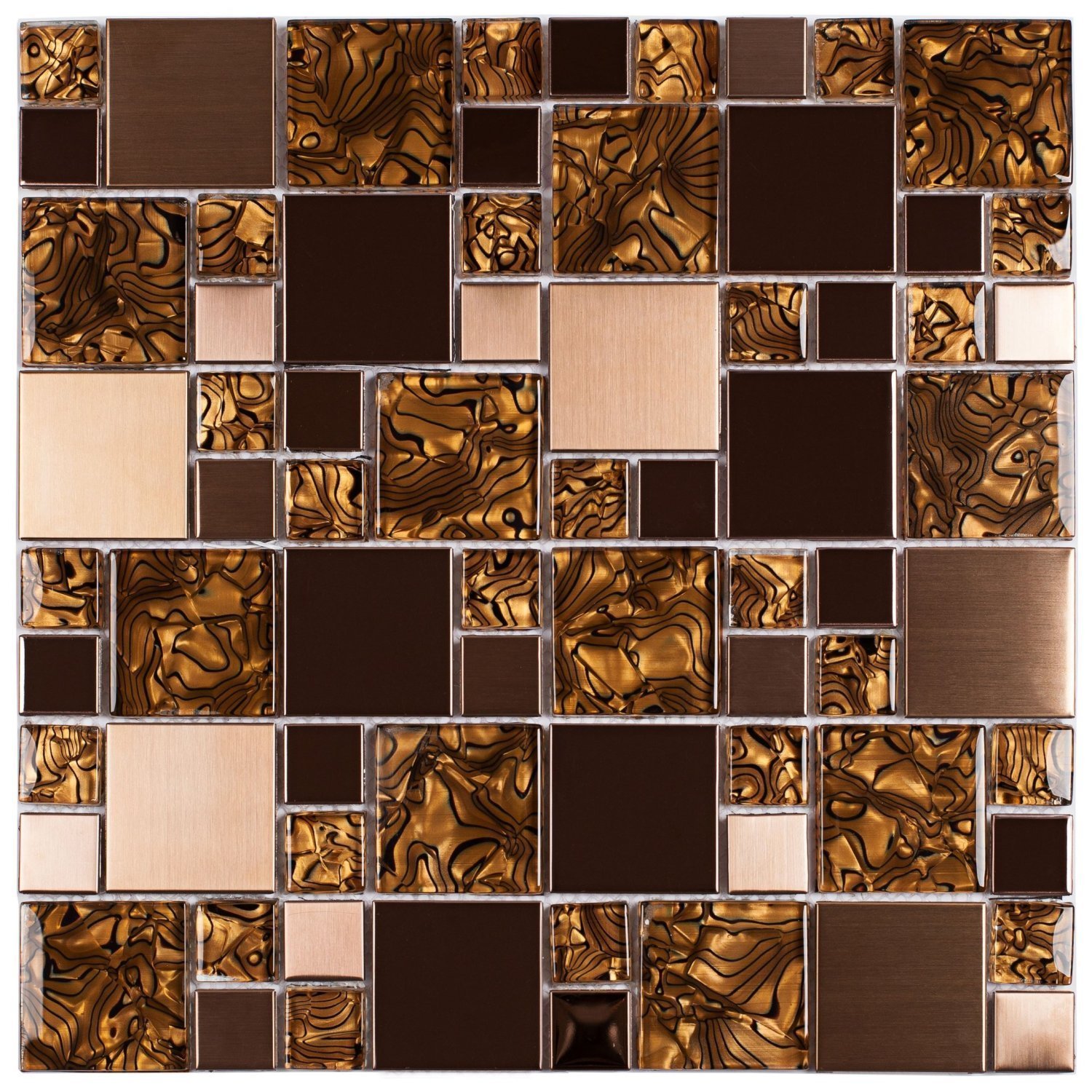 Pastilha de Aço Inox Metal Glass Mosaic