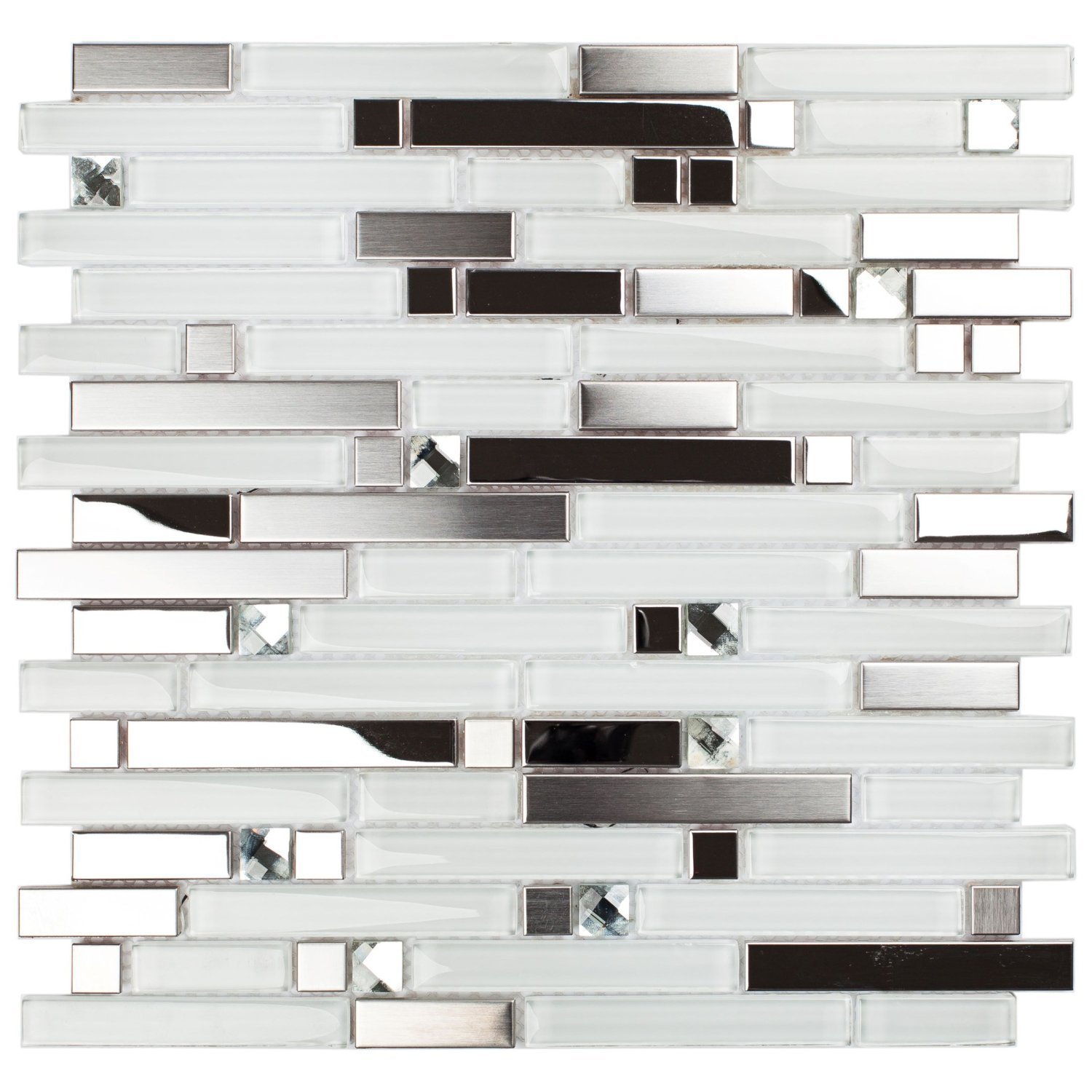 Pastilha de Aço Inox e Vidro Glass Mosaic