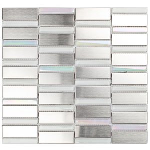 Pastilha de Aço Inox e Vidro Glass Mosaic