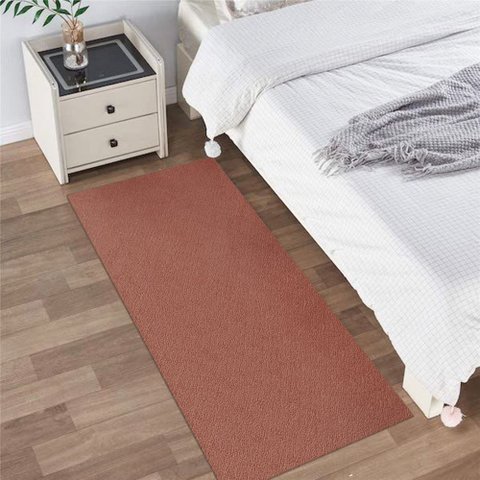 Passadeira Tapete Bouclé Terracota Veludo 45x140cm Antiderrapante