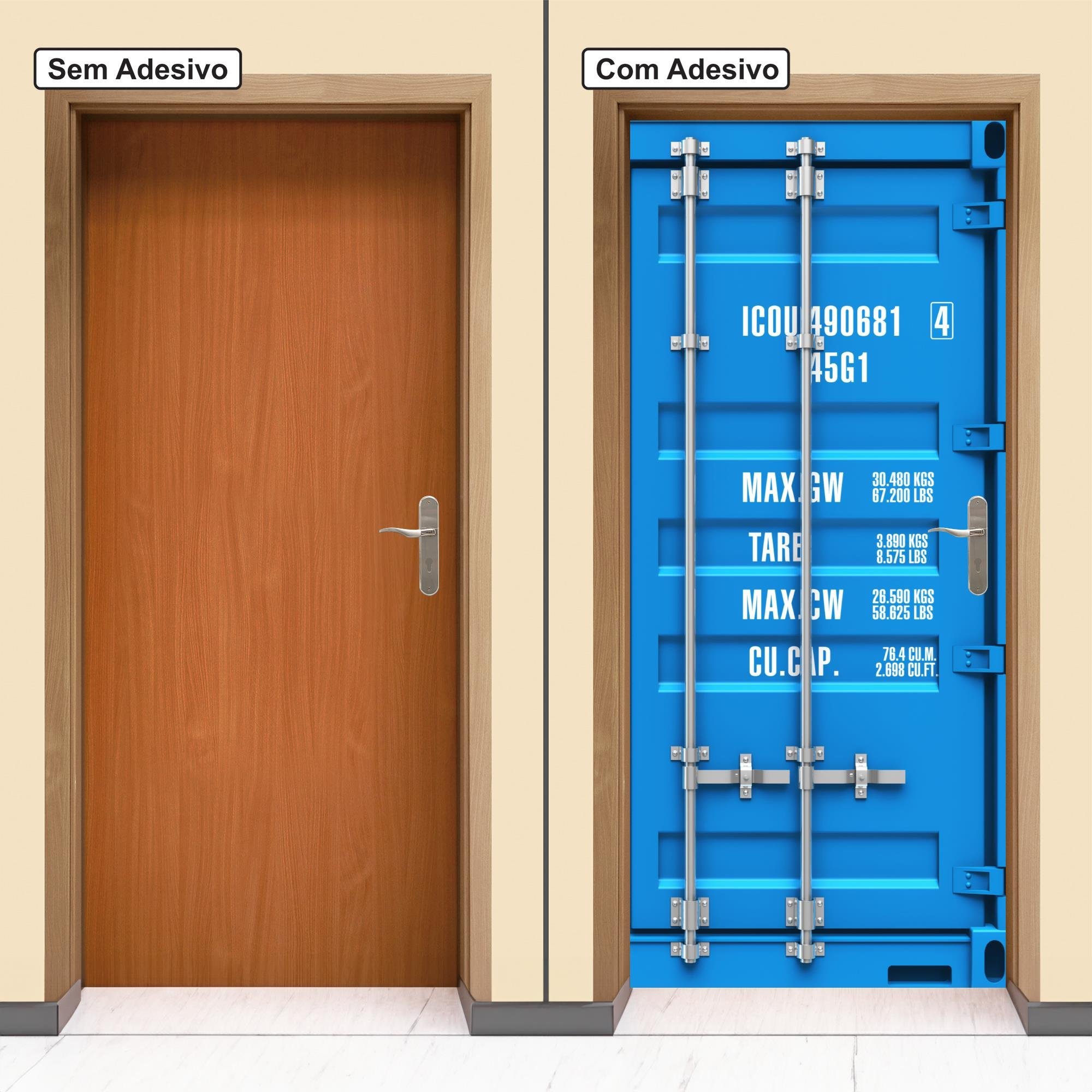 Adesivo Decorativo Porta Container Azul Importação Criativo - 2