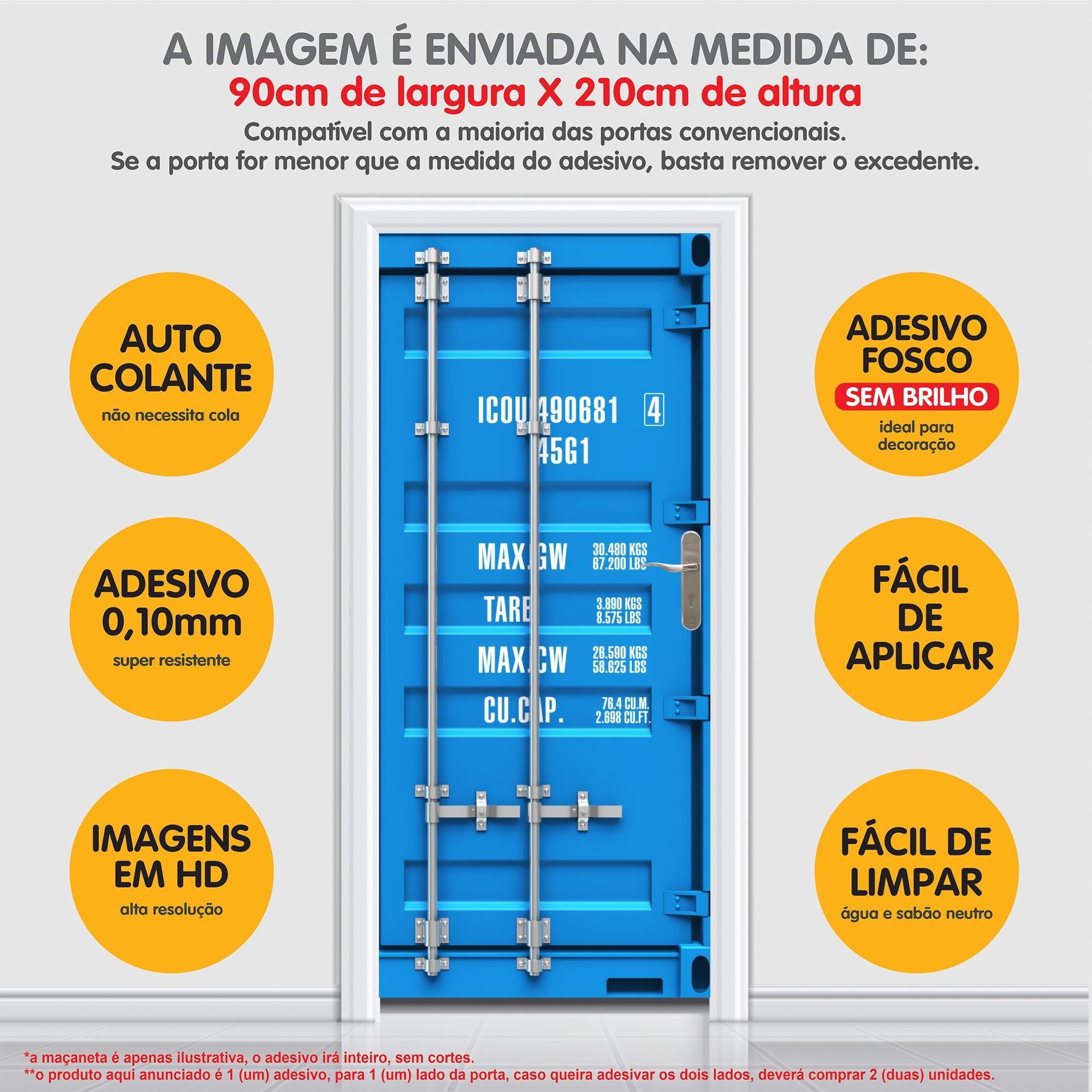 Adesivo Decorativo Porta Container Azul Importação Criativo - 5