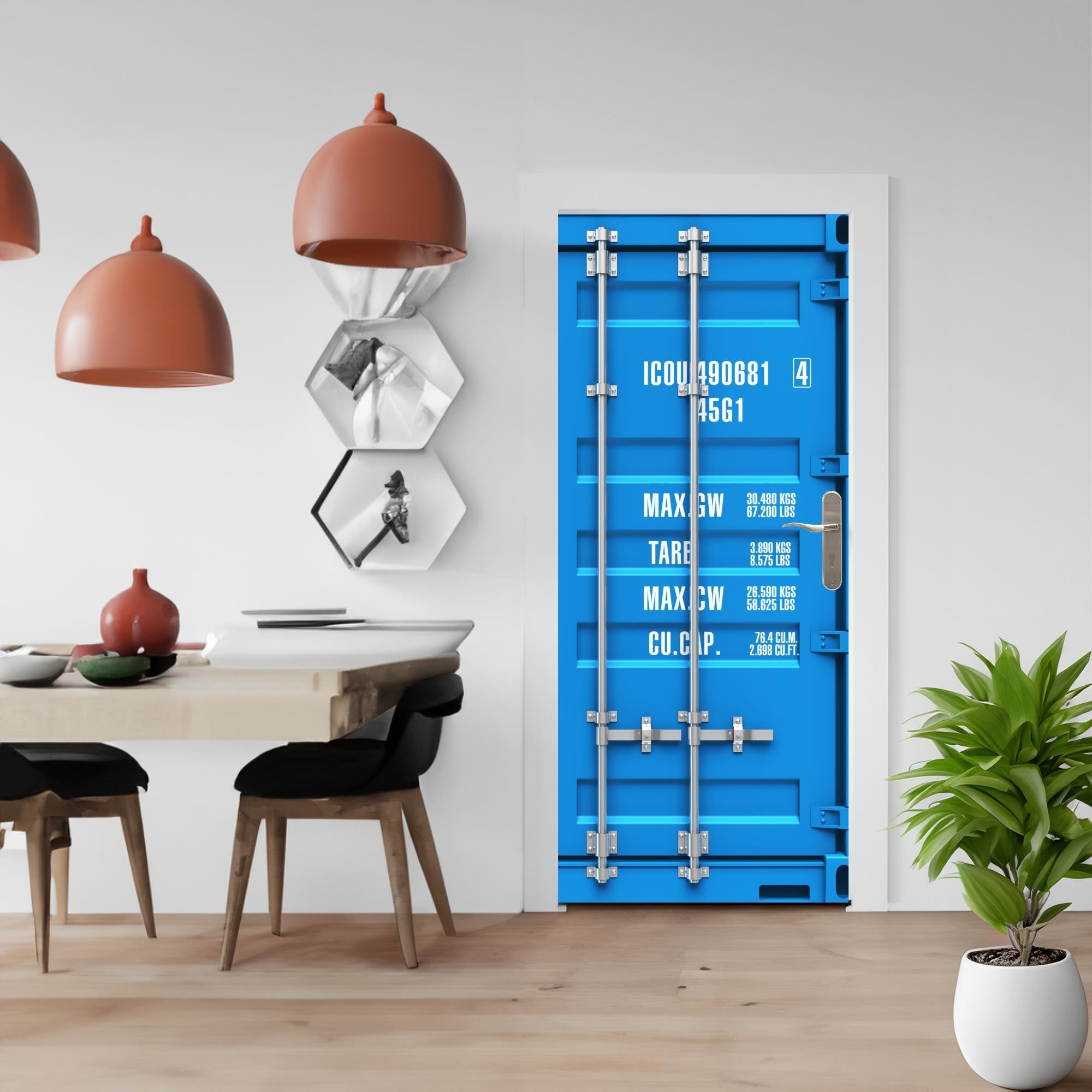 Adesivo Decorativo Porta Container Azul Importação Criativo - 4