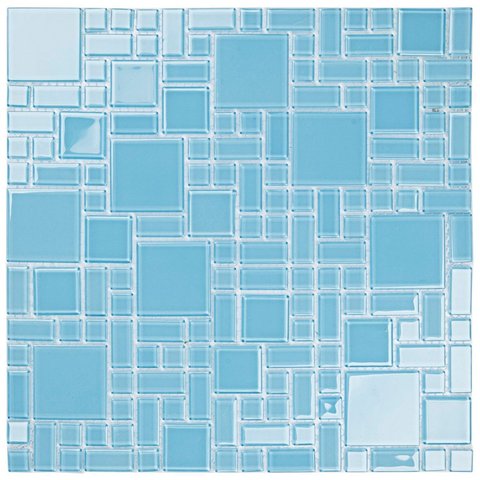 Pastilha de Vidro Cristal de 30cm x 30cm Rende Glass Mosaic Azul